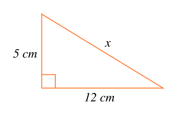 Rätvinklig triangel för räkneexempel med hypotenusan x